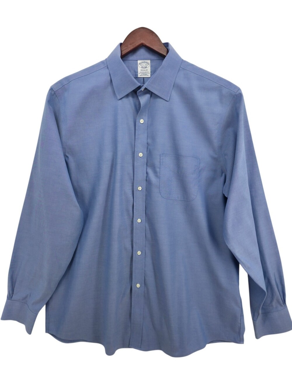 Brooks Brothers 1818 Supima® Cotton Non-Iron Blue Dress Shirt 16.5/35